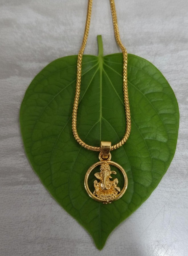 CHARMS Lord Ganesha Gold Tone Pendant Necklace – Religious Ganpati for Prosperity & Success - Image 2