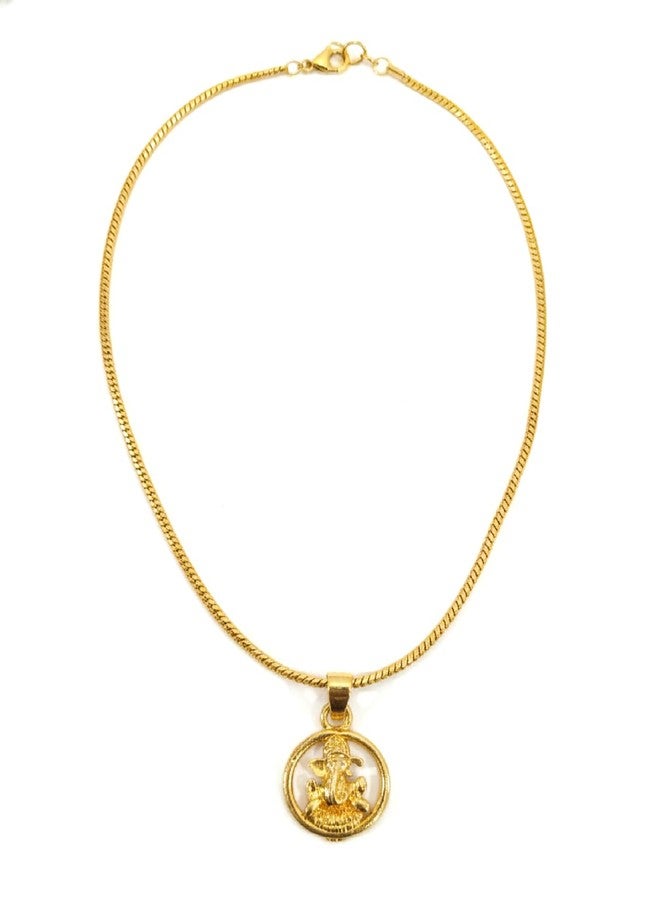 CHARMS Lord Ganesha Gold Tone Pendant Necklace – Religious Ganpati for Prosperity & Success - Image 1