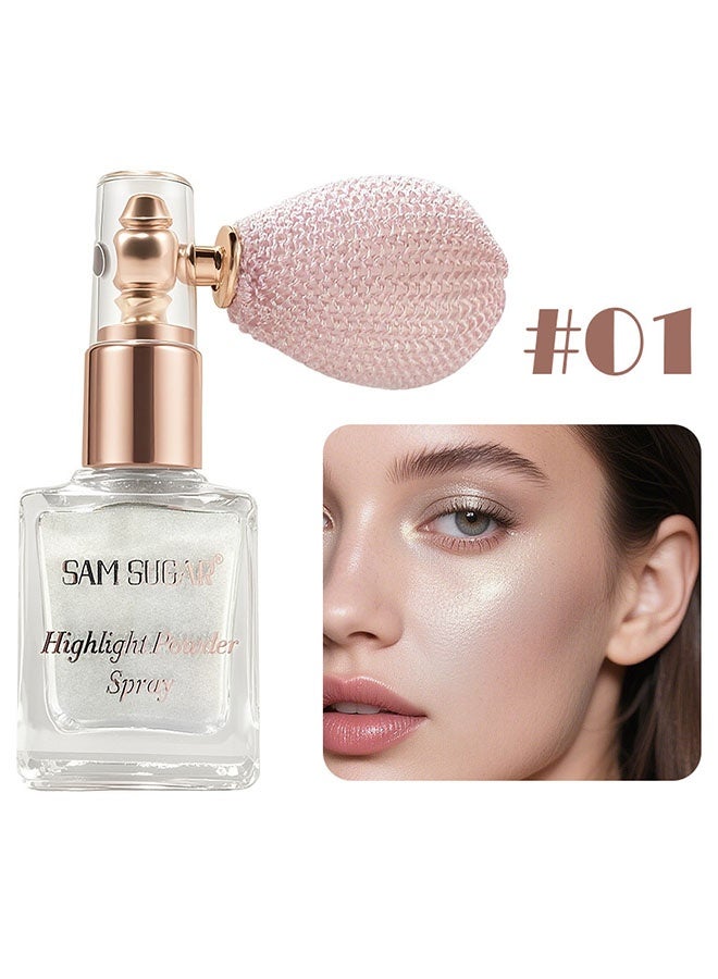 سكر سام تسليط الضوء على رذاذ مسحوق | رذاذ وميض التوهج ، سائل زيت الجسم يسرع من السهل على الرطوبة الطبيعية بريق الوجه يضيء اللؤلؤ اللؤلؤ إضاءة ماكياج ملقيه للوجه والجسم (#01clear) - Image 1