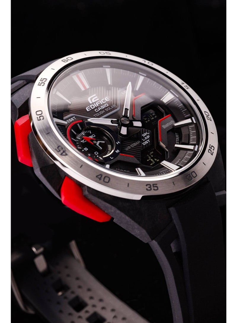 Casio Edifice ECB-2200P-1ADF Men’s Bluetooth Solar Chronograph Watch – Windflow Racing Design, Black Dial, Resin Strap, Sapphire Glass, 100M Water Resistant - Image 4