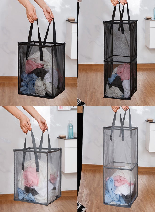 Foldable Portable Sheer Mesh Laundry Hamper Storage Bag Large Capacity Multifunction Dirty Clothes Basket Bucket - Image 2