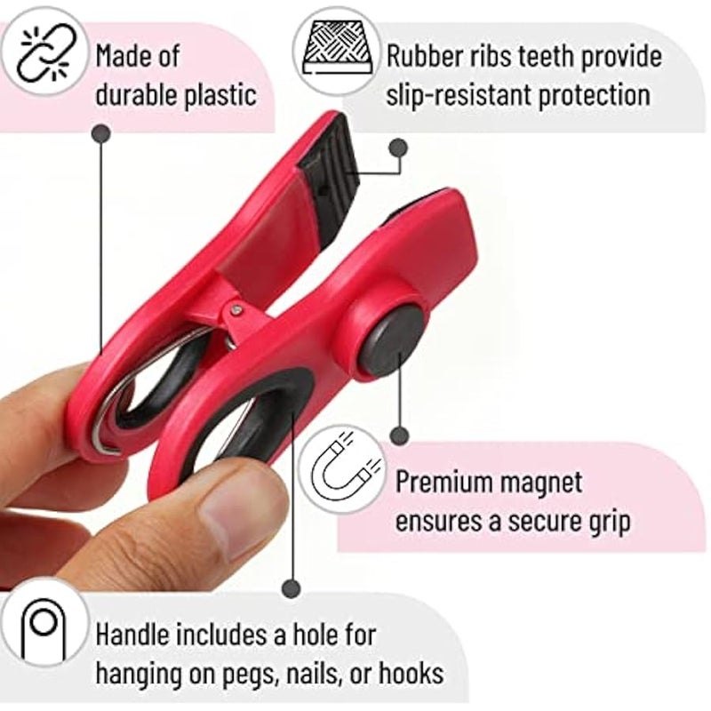 Magnetic Bag Clips - 12 Pack Assorted Colors, Chip Clips for Food Packages, Fridge - Image 5