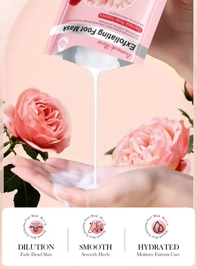 سادور حزمة من 5 أقنعة لتقشير القدمين بالورد الدمشقي، خلاصة تبييض متعددة للطاقة، تغذية مكثفة والعناية بالقدم، مضادة للتشقق والترطيب والإصلاح. - Image 2