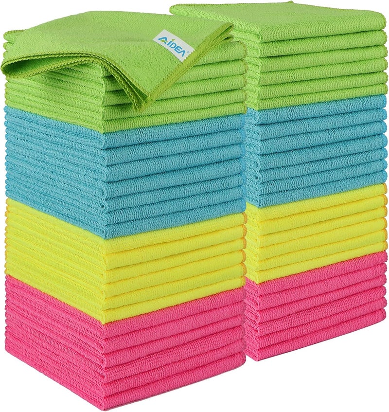 AIDEA Microfibre Cleaning Cloths 50 Pack - Reusable Lint Free Dish Towels for Home and Car - Image 1