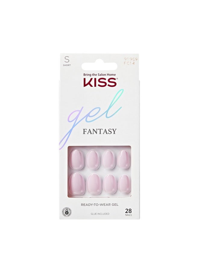 كيس - أظافر KISS Gel Fantasy، مع غراء أظافر، لون "Pure Love"، وردي فاتح، مقاس قصير، شكل لوزي، تتضمن 28 ظفرًا، غراء 2G، عصا مانيكير واحدة، مبرد صغير واحد - Image 1