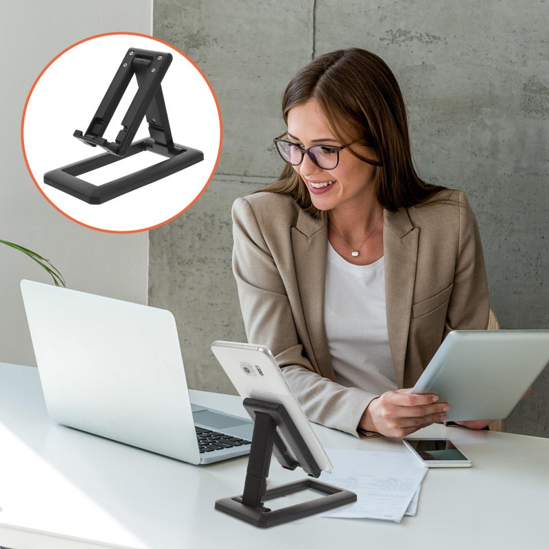 Adjustable Folding Desktop Phone Stand Set 3 Pack Portable Black Mobile Holder for Streaming Travel - Image 5