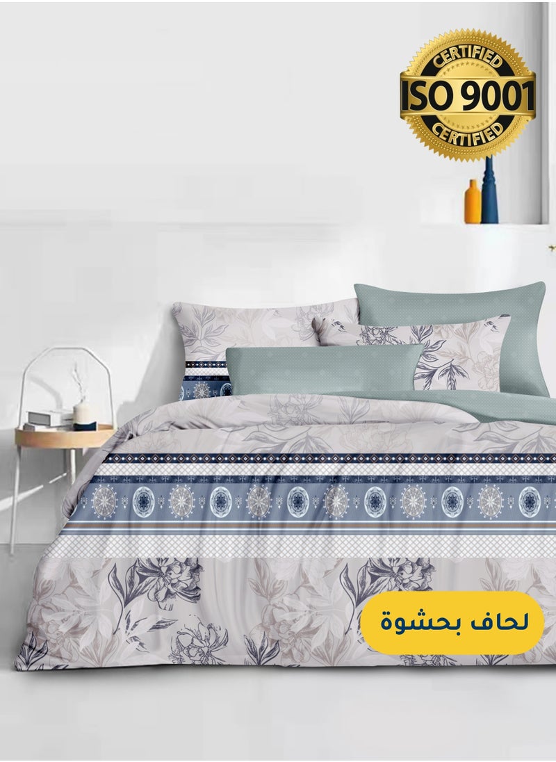 Master Home Textile - Microfiber Printed Comforter Sets, Fits 200 x 200 cm King / Double Size Bed, 8 Pcs, With Soft Filling, Celine Series - Image 1
