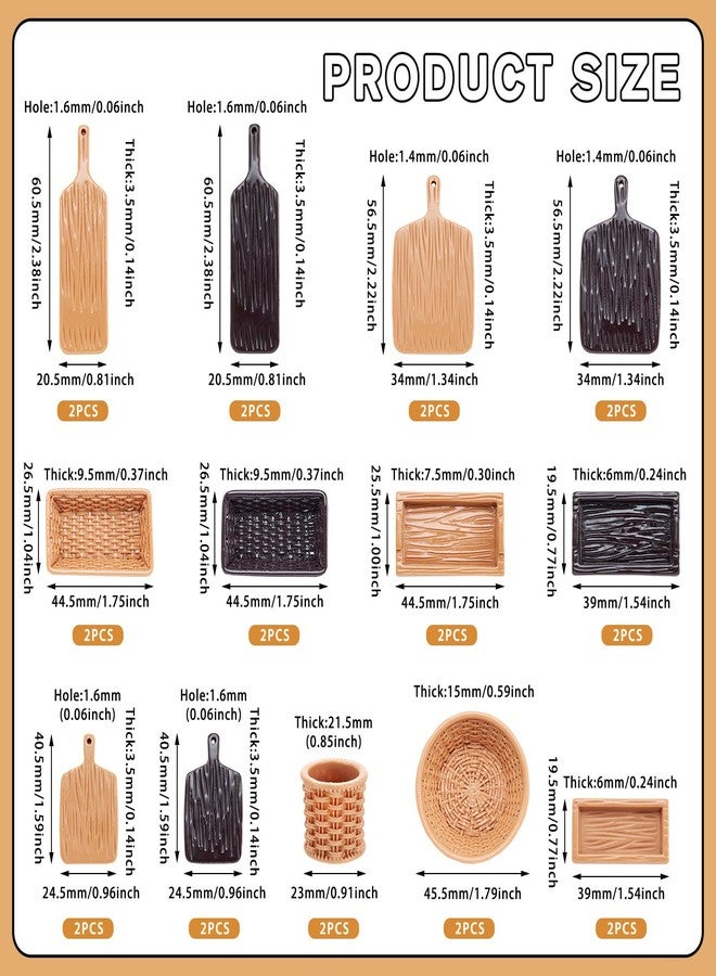 BB Beadthoven Beadthoven 26pcs Miniature Dollhouse Accessories Mini Plastic Tray Woven Bread Basket Set Tiny Tray Tableware Kitchen Accessories for Dollhouse Micro Landscape Pretending Prop Decorations - Image 2