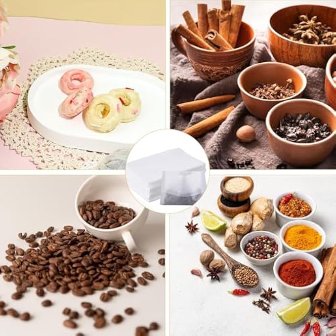 كاست ويف أكياس شاي للاستخدام مرة واحدة، أكياس فلتر فارغة للشاي السائب، 275 × 4 بوصة، أكياس بهارات الطهي، أكياس شاي طبيعية قابلة للتعبئة، للاستخدام في المطبخ، 100 قطعة - Image 5