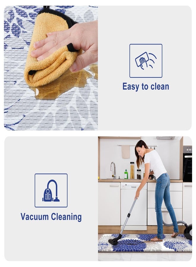 Collive Anti Fatigue Kitchen Mats 2PCS,Boho Kitchen Rugs Non Slip Rubber Backing,Collive Farmhouse Waterproof Kitchen Mat for Floor,Cushioned Standing Mat for Kitchen,Laundry,Sink,Desk,Blue - Image 5