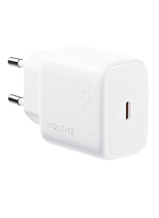 فولتمي شاحن جداري سريع VOLTME Revo 20 Lite بقوة 20 واط بمنفذ USB-C، يدعم تقنيات الشحن السريع PD 3.0 وPPS وQC 3.0، متوافق مع أجهزة iPhone وSamsung وiPad وGoogle Pixel وغيرها. - Image 1