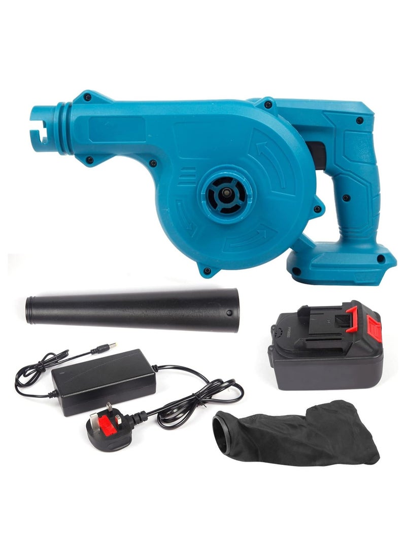 Eworld - 400W Powerful 2-in-1 Cordless Leaf Blower and Vacuum Kit, 21V Voltage, Handheld Design, Includes 2 Batteries, Charger, Nozzle, Reusable Collection Bag, and Manual - Image 1