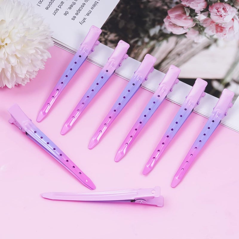 Bantoye 24 Packs Duck Bill Clips, 3.35 Inches Rustproof Metal Alligator Curl Clips with Holes for Hair Styling, Hair Coloring, Gradient Pink - Image 5