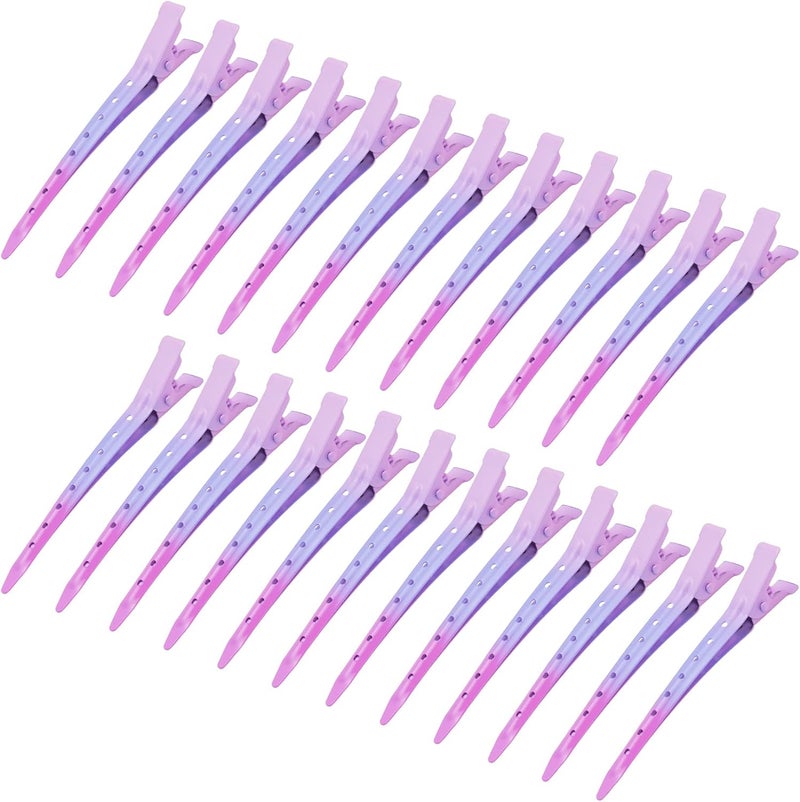 Bantoye 24 Packs Duck Bill Clips, 3.35 Inches Rustproof Metal Alligator Curl Clips with Holes for Hair Styling, Hair Coloring, Gradient Pink - Image 1