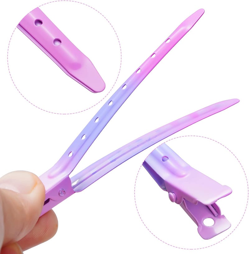 Bantoye 24 Packs Duck Bill Clips, 3.35 Inches Rustproof Metal Alligator Curl Clips with Holes for Hair Styling, Hair Coloring, Gradient Pink - Image 3