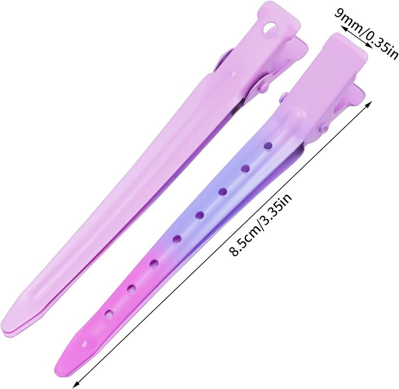 Bantoye 24 Packs Duck Bill Clips, 3.35 Inches Rustproof Metal Alligator Curl Clips with Holes for Hair Styling, Hair Coloring, Gradient Pink - Image 2