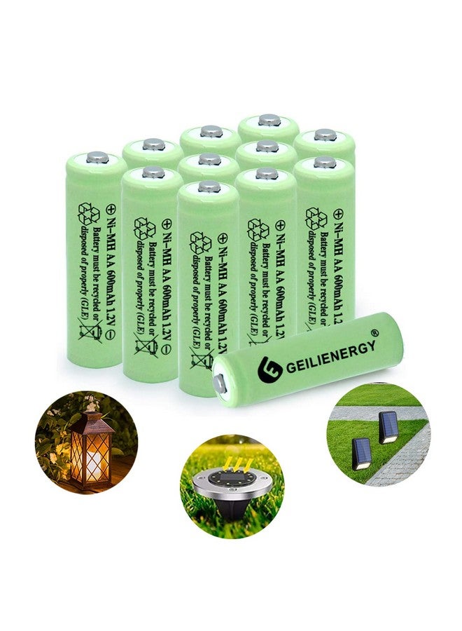 GEILIENERGY GEILIENERGY 12 Pack NiMH AA 600mAh 1.2V Solar Light AA Ni-mh Rechargeable Batteries for Solar Lights, Garden Lights, Remotes, Mice  - Image 1