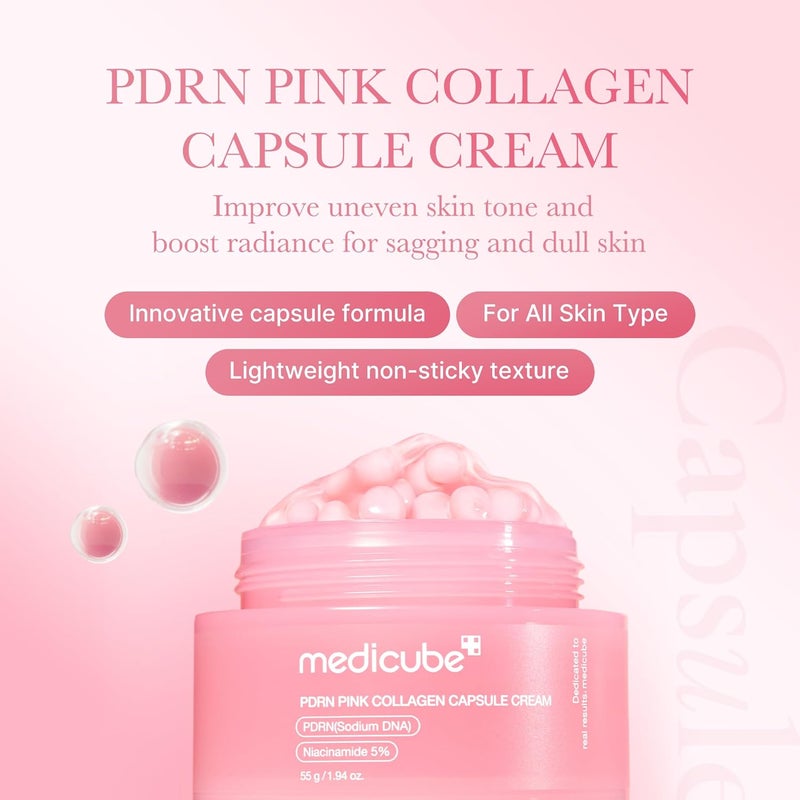 Medicube Salmon DNA PDRN Pink Collagen Capsule Cream, Face Moisturizer | Lightweight Moisturizing Cream | PDRN, Niacinamide for Uneven Skin Tone, Glow hydration | Korean Skin Care - Image 2