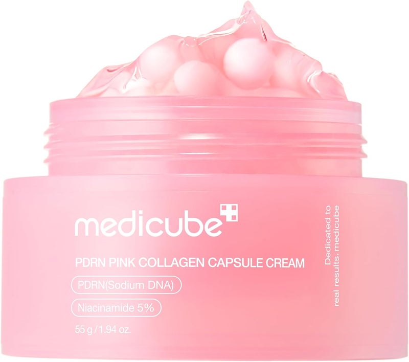 Medicube Salmon DNA PDRN Pink Collagen Capsule Cream, Face Moisturizer | Lightweight Moisturizing Cream | PDRN, Niacinamide for Uneven Skin Tone, Glow hydration | Korean Skin Care - Image 1
