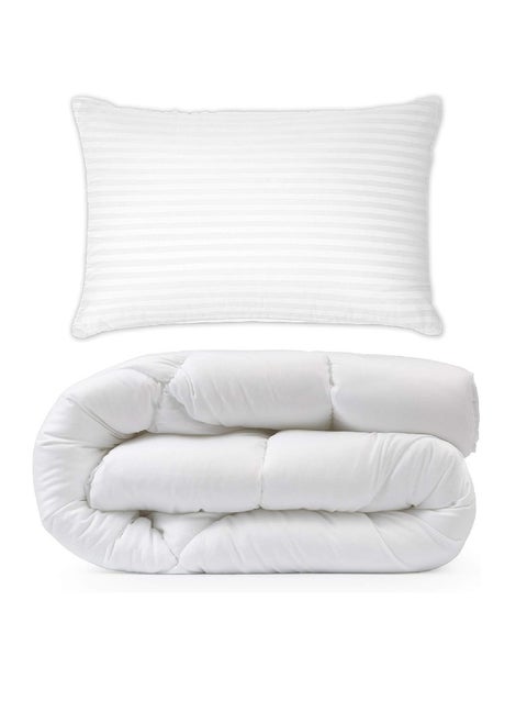 Duvet Insert Solid White Cotton Single Size 160X220Cm With 1 Piece Pillow