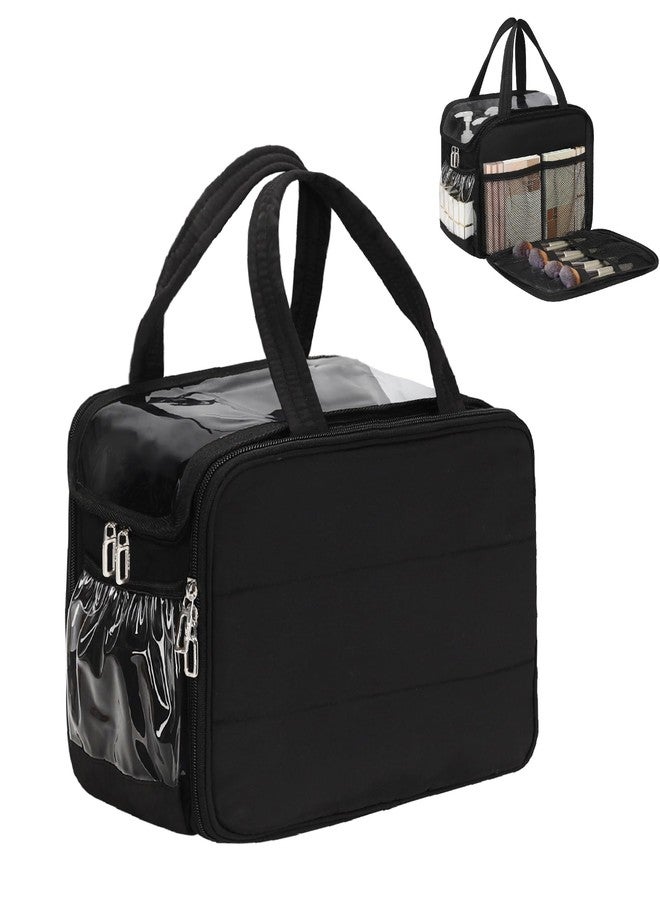 WGEAR Travel Toiletry Bag for Women - Large Wide-Open Makeup Bag with Compartments, Lightweight Cosmetic Bag with Adjustable Dividers, Puffy Visible Toiletry Organizer for Full-Sized Container - Image 1