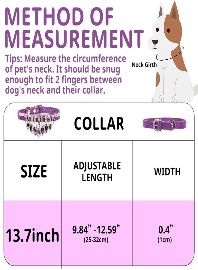 HOWWFALY Bling Rhinestone Crystal Dog Collar PU Leather Adjustable Collar Soft Crystal Dog Collar Neck Decoration Collar for Small Medium Dogs (Purple) - Image 4
