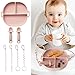 YIVEKO Baby Feeding Set with Silicone Divided Plate Toy Straps Spoon Tether Cup Holder Strap Anti Drop Toddler Mealtime Set for Baby Led WeaningBlush - Image 2
