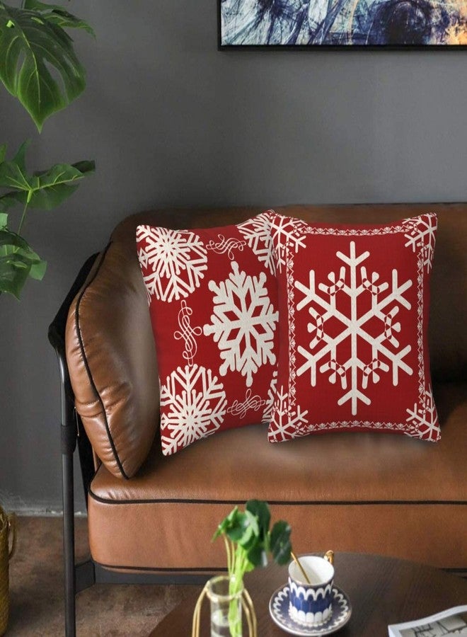 NIDITW Set of 2 Sister Birthday Gift Joy Peace Noel Beautiful Snowflakes Body Red Cotton Burlap Linen Throw Pillow Case Cushion Cover Sofa Outdoor Decorative Square 18X18 Inches - Image 2