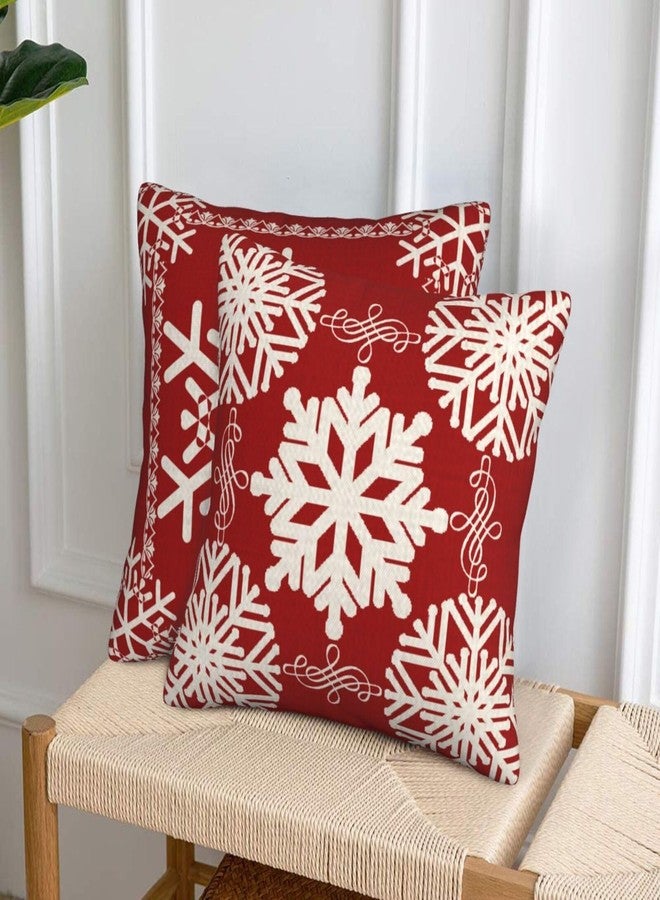 NIDITW Set of 2 Sister Birthday Gift Joy Peace Noel Beautiful Snowflakes Body Red Cotton Burlap Linen Throw Pillow Case Cushion Cover Sofa Outdoor Decorative Square 18X18 Inches - Image 3