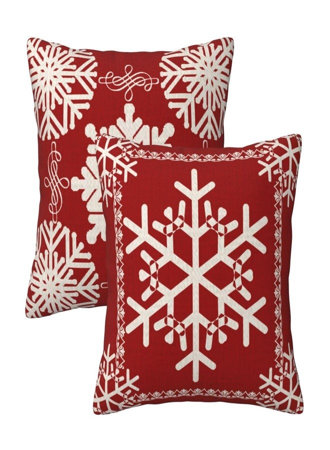 NIDITW Set of 2 Sister Birthday Gift Joy Peace Noel Beautiful Snowflakes Body Red Cotton Burlap Linen Throw Pillow Case Cushion Cover Sofa Outdoor Decorative Square 18X18 Inches - Image 1