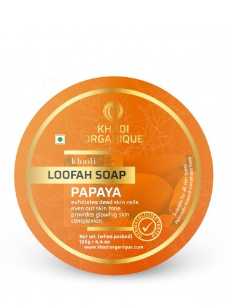 Khadi ORGANIQUE - Khadi Organique Natural Herbal Papaya Loofah Soap  (100% Pure Handmade) - Image 1
