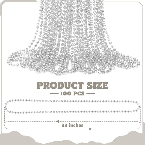 Huskein 100 PCS Mardi Gras Beads Bulk 33 Round Xmas Beaded Necklaces Christmas Beads Parade Accessories Set for Festive Event Carnival Party Supplies Favors - Image 5