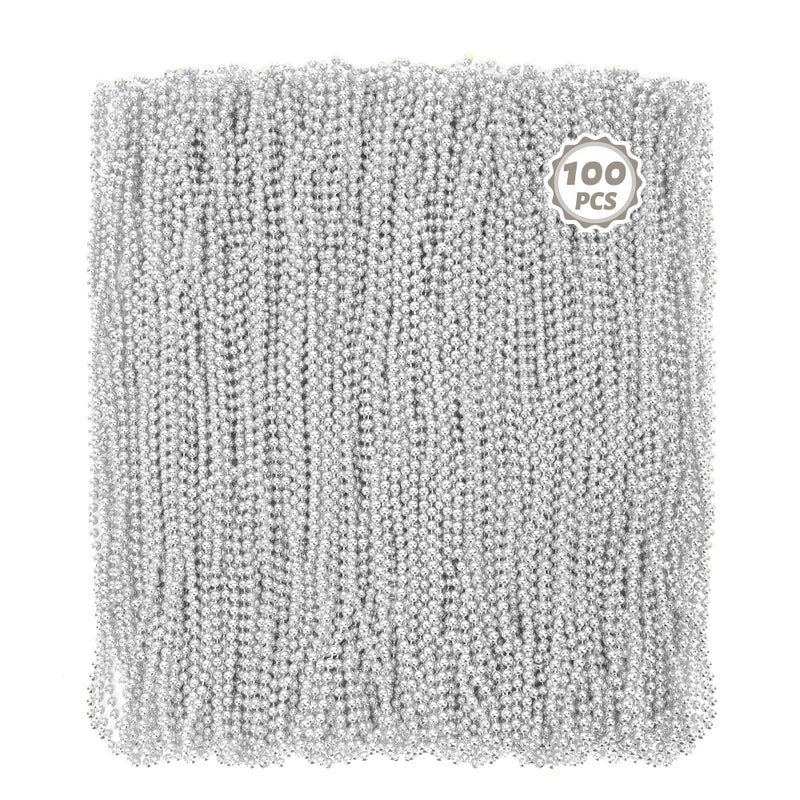 Huskein 100 PCS Mardi Gras Beads Bulk 33 Round Xmas Beaded Necklaces Christmas Beads Parade Accessories Set for Festive Event Carnival Party Supplies Favors - Image 3