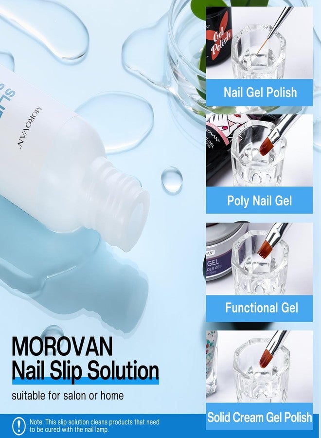 Morovan Poly Gel Slip Solution Kit: 4oz Slip Solution Liquid for Poly Gel Nails Dual-Ended Brush Pusher for Beginner - Image 5