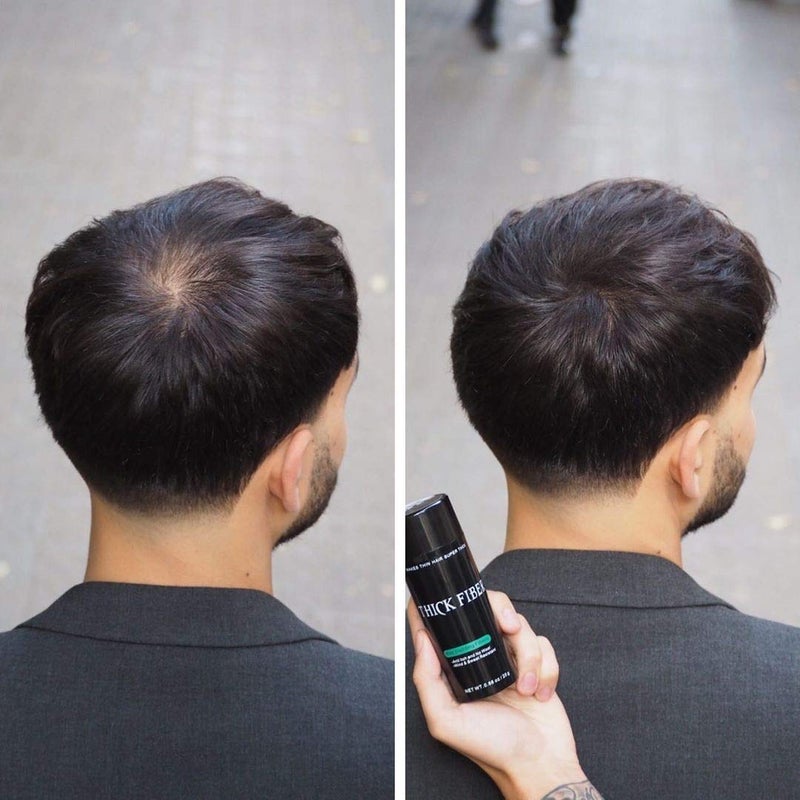 Thick Fiber ألياف شعر سميكة باللون الأسود 12 جرام - ألياف شعر لتكثيف المناطق الرقيقة والصلع للرجال والنساء - عبوة 1 من 12 جرام - Image 3