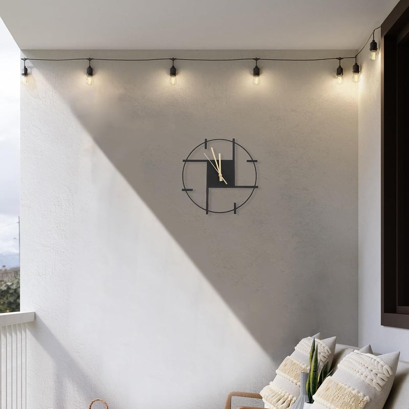 Outdoor Metal Wall Clock Silent Non-Ticking Black Garden Patio Hanging Decorative Clock for Home Indoor and Outdoor Use - Image 5