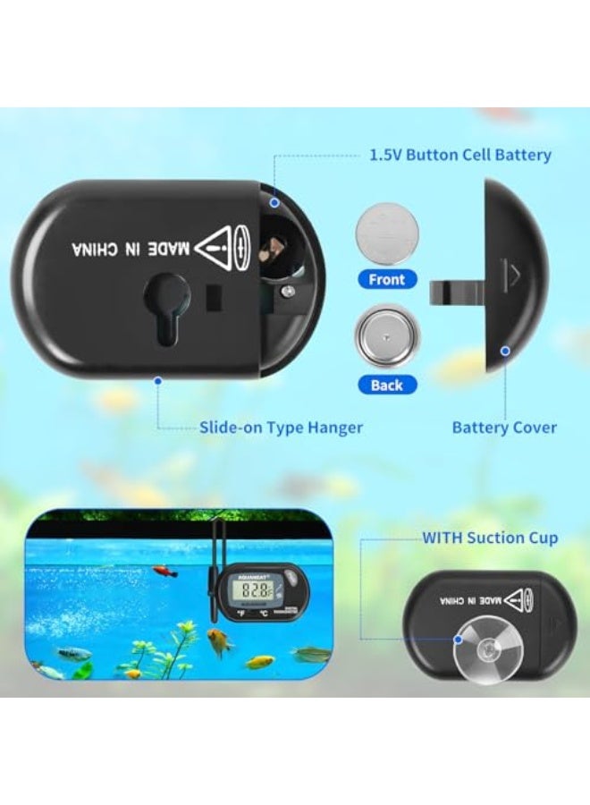 AQUANEAT 1 Pack Aquarium Thermometer, Reptile Thermometer, Fish Tank Thermometer, Digital Thermometer, Terrarium Water Temperature Test, with Large LCD Display - Image 4