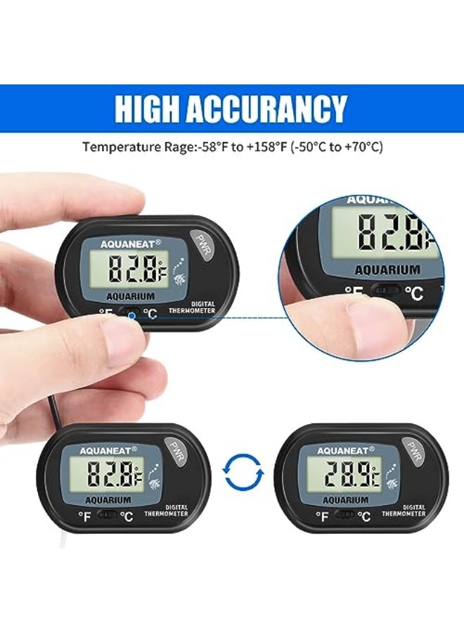AQUANEAT 1 Pack Aquarium Thermometer, Reptile Thermometer, Fish Tank Thermometer, Digital Thermometer, Terrarium Water Temperature Test, with Large LCD Display - Image 2