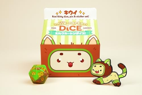 1985 Games Kiwi Kawaii Cat Dice Set Milk CartonInspired Dice for DND TTRPGs Tabletop Roleplaying - Image 5