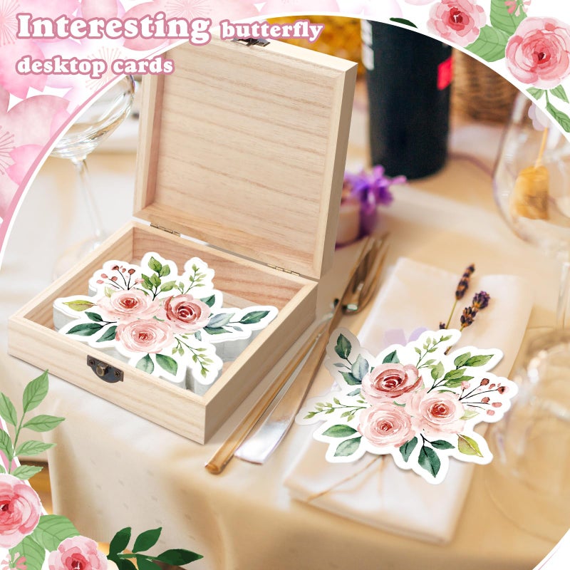 RattanView 50 Pcs Double Side Baby in Bloom Predictions & Advice Cards Flower Flora Baby Shower Decoration for New Parents Shower Games with Cards Wooden Keepsake Box for Wishes - Image 3