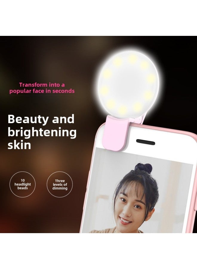 Mini Mobile Phone Fill Light Camera Beauty External LED Flasher Mini Small Q Mobile Phone Self-timer Fill Light-Color:Black  - Image 5