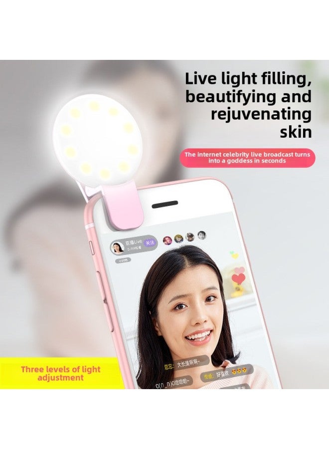 Mini Mobile Phone Fill Light Camera Beauty External LED Flasher Mini Small Q Mobile Phone Self-timer Fill Light-Color:Black  - Image 4