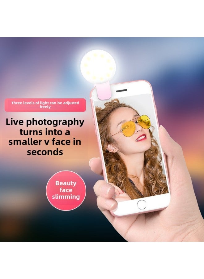 Mini Mobile Phone Fill Light Camera Beauty External LED Flasher Mini Small Q Mobile Phone Self-timer Fill Light-Color:Black  - Image 2