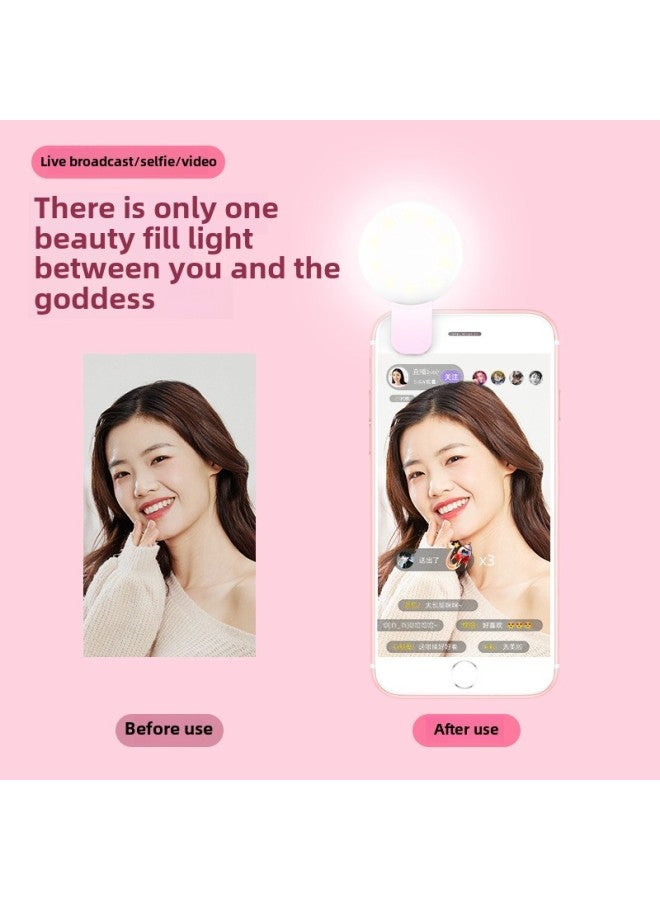 Mini Mobile Phone Fill Light Camera Beauty External LED Flasher Mini Small Q Mobile Phone Self-timer Fill Light-Color:Black  - Image 3
