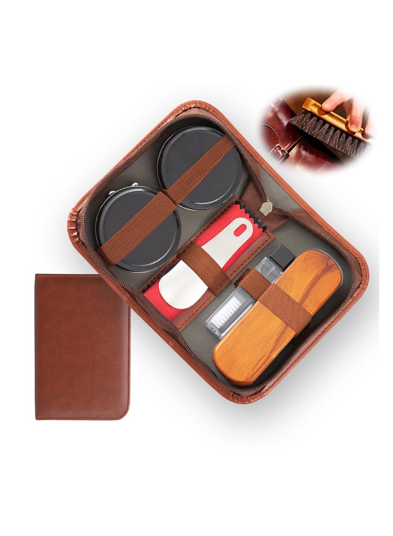 SYOSI Shoe Polish Kit, Leather Shoe Shine Kit, Soft Bristle Brush for Shoe Care and Cleaning, Complete Leather Care Set - Image 1
