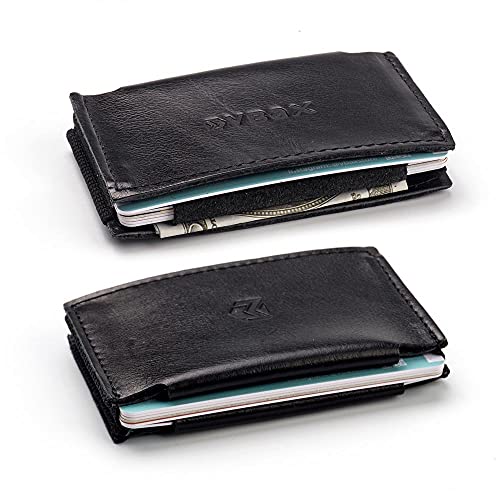VBAX Minimalist Slim Elastic Wallet - Small Front Pocket Credit Card Holder for Men & Women Holds Up to 12 Card & Cash (Light Silver, Genuine Soft leather) - Image 1