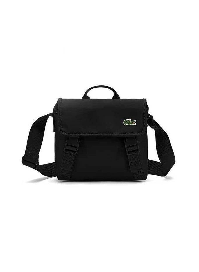 LACOSTE Unisex Messenger Bag - Adjustable Shoulder Strap, Black - Image 1