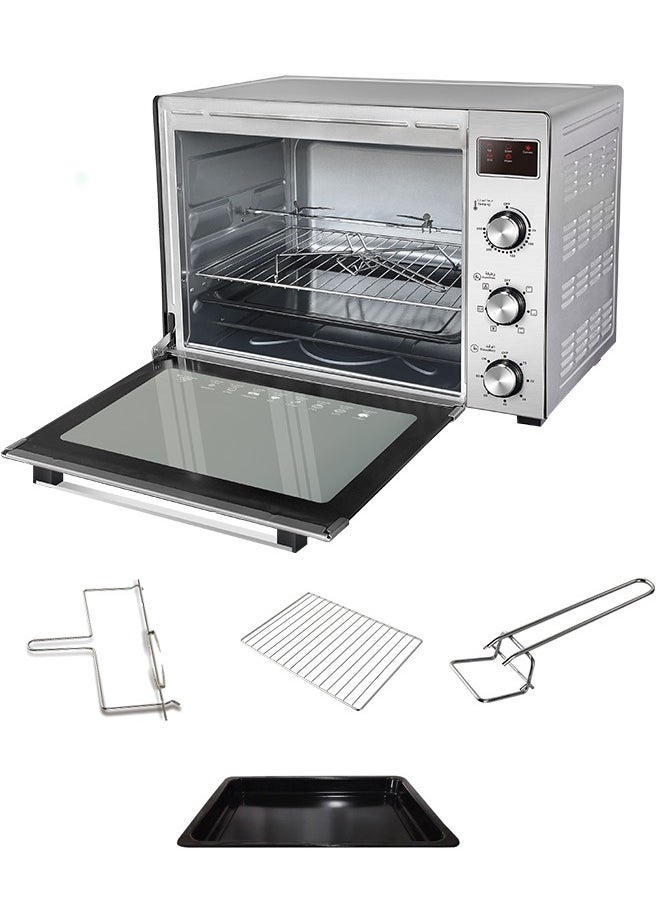 OASIS DESERT 2600W 60L Toaster Oven, 70-250° Temp Setting Double Grill With Convection, Double Glass Door For Safety With Multiple Accessories, For Toasting/ Baking/Broiling
