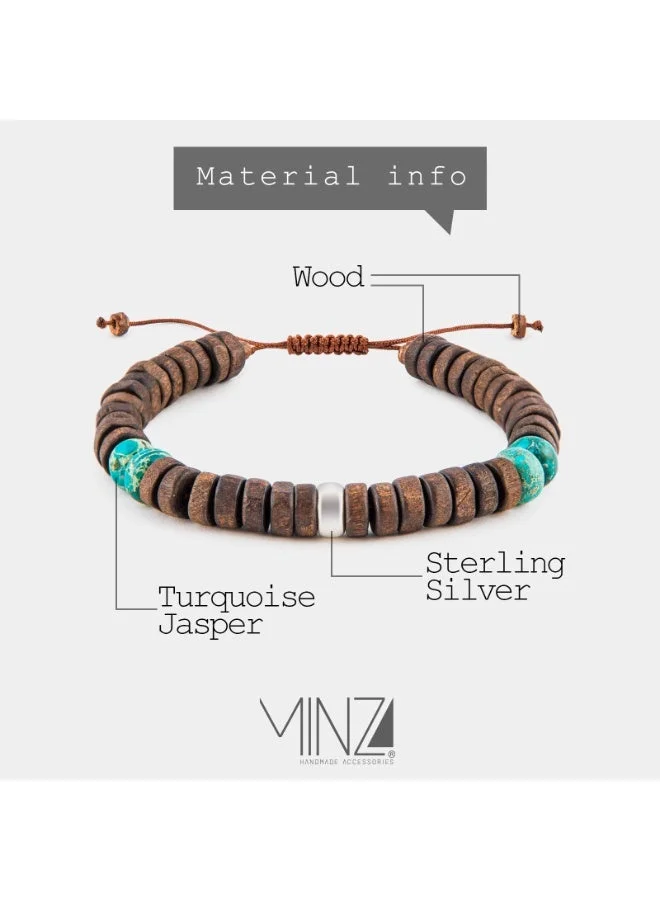 Minza  Minza ” Navajo ” Pure 925 Sterling Silver, Turquoise jasper stone, Handmade Bracelet for Men, Beaded Bracelet, 0.900 grams of Silver, Jewelry for Casual & Special Occasion for Men | Best Price UAE