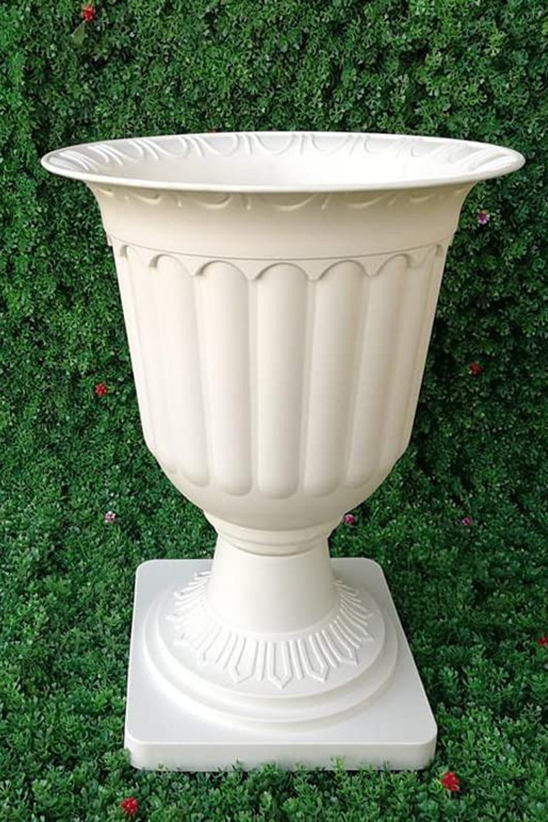 LINGWEI Plastic Flower Pots for Front Door, Porch, Wedding Decor | Plastic Planter for Indoor/Outdoor Use White - Image 2